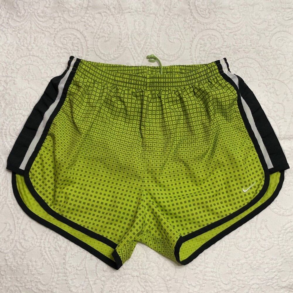 Nike Dri-Fit Athletic Running Shorts Size Small Lime Green and Black